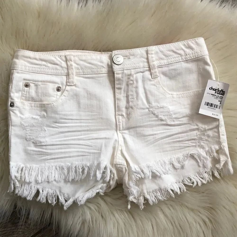 Almost Famous White Jean Cutoff Shorts Size 3